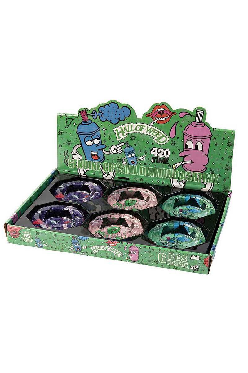 HoW Diamond Cut Glass Ashtray, Broušený popelník Aschenbecher