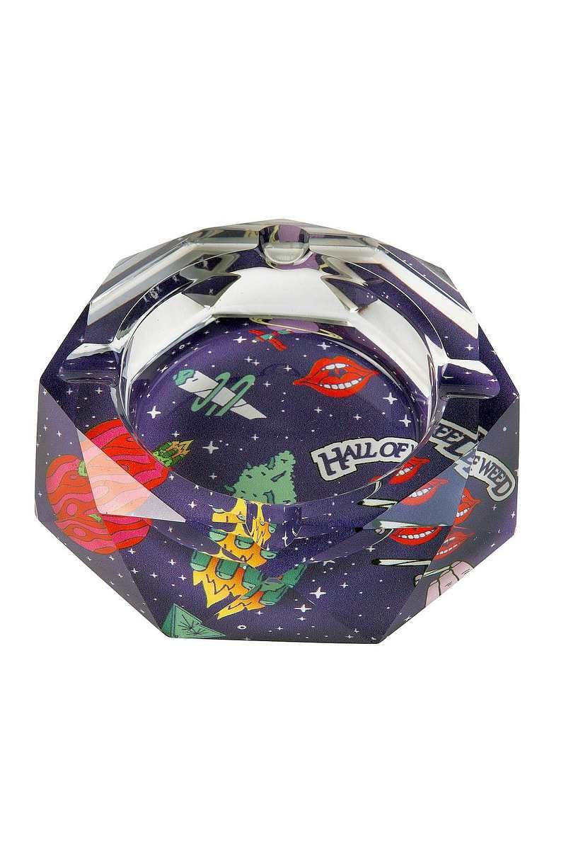 HoW Diamond Cut Glass Ashtray, Broušený popelník Aschenbecher