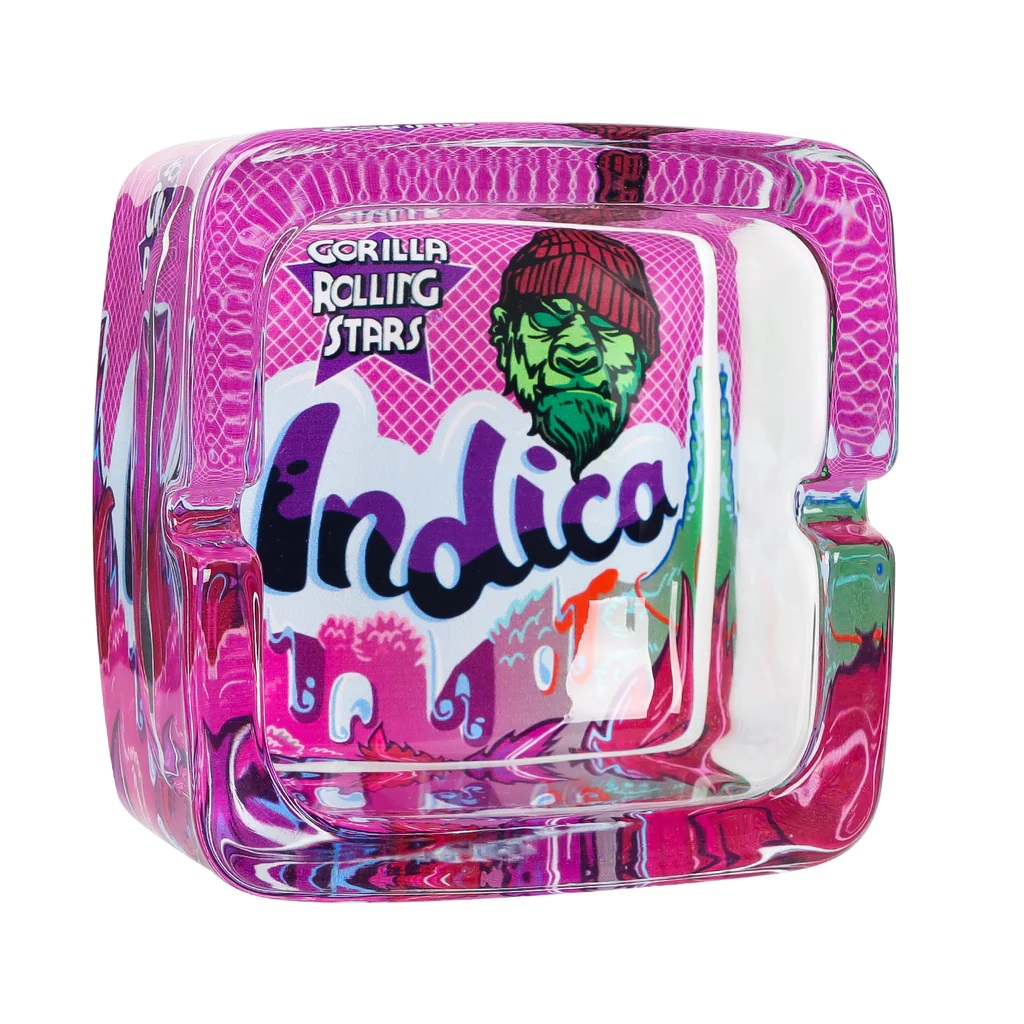 GORILLA ROLLING STARS Shatter Resistant Glass Ashtray, 93 x 93 x 42 mm Square