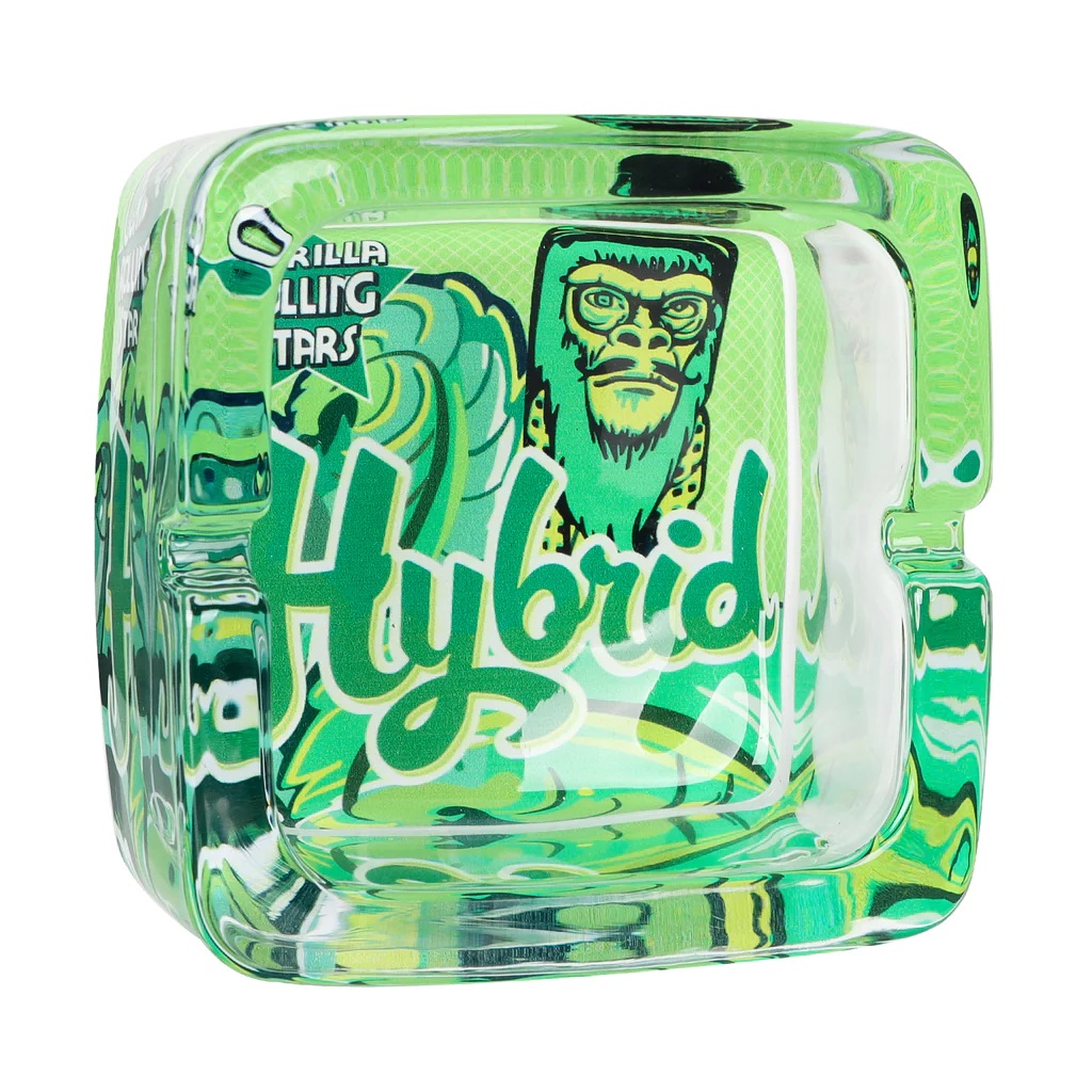 GORILLA ROLLING STARS Shatter Resistant Glass Ashtray, 93 x 93 x 42 mm Square
