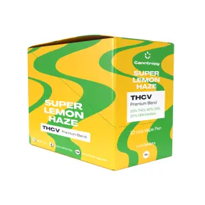 Canntropy THCV Vape Pen Super Lemon Haze, 20 % THCV, 60 % CBG, 20 % CBN, 1 ml Display Box 10 ks