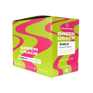 Canntropy THCV Vape Pen Green Crack 1ml, 20% THCV, 60% CBG, 20% CBN - Display Box 10 ks
