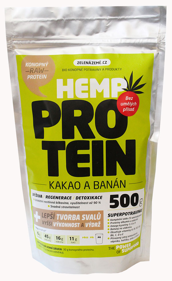 Konopný protein 500g - kakao s banánem