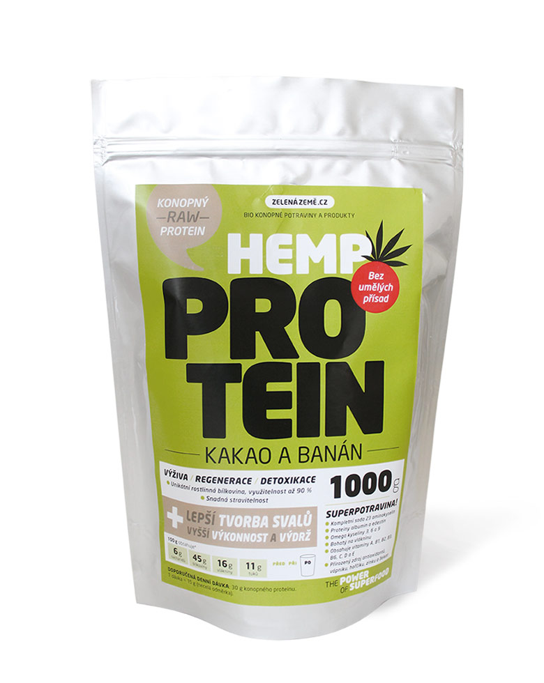 Konopný protein 1kg - kakao s banánem