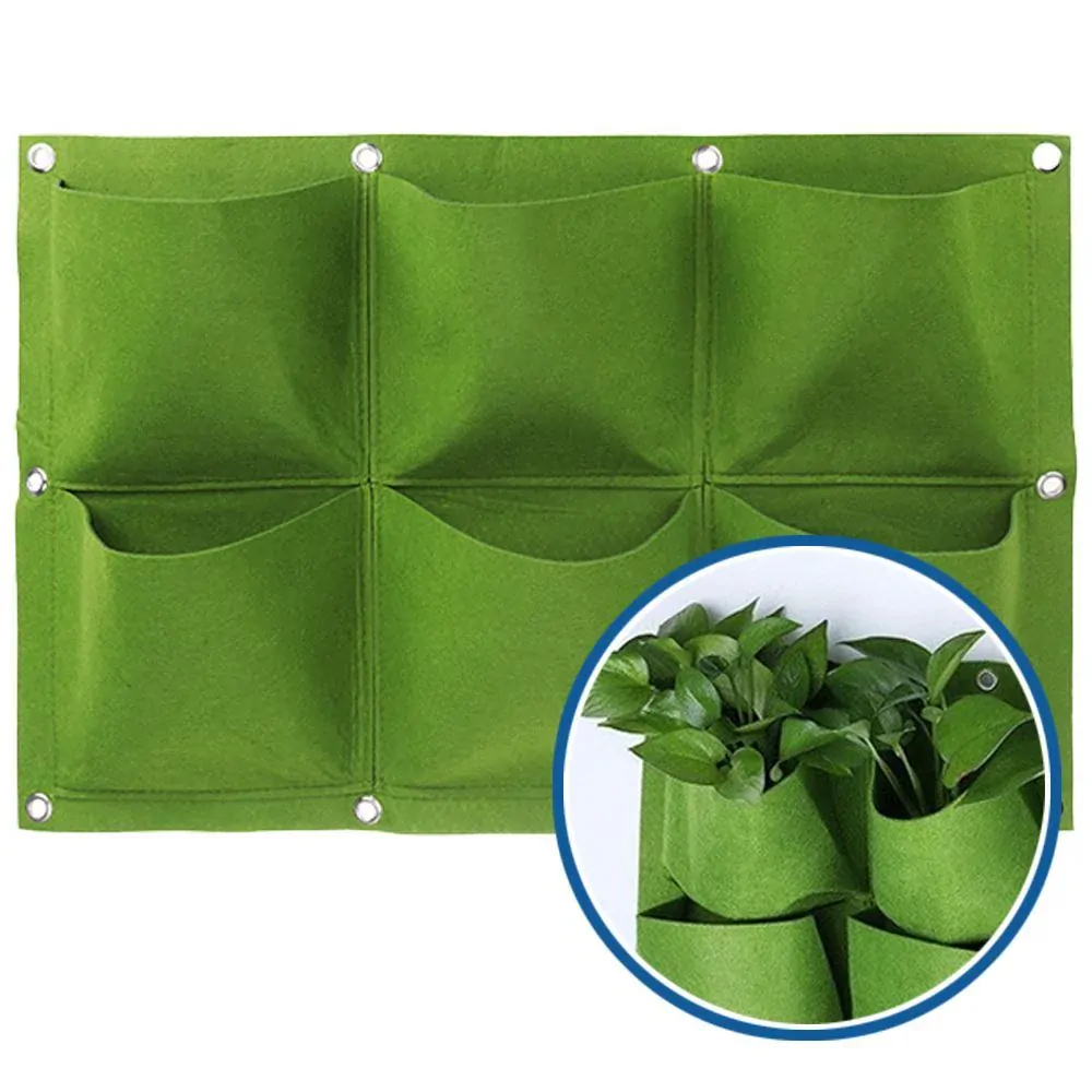 Závěsné textilní květináče - 6 kapes