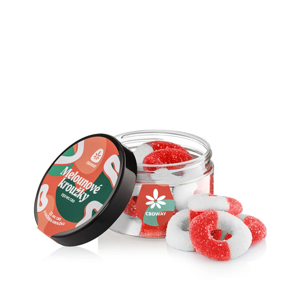 CBDWAY CBD Kyselé želé kroužky s příchutí melounu 250 mg