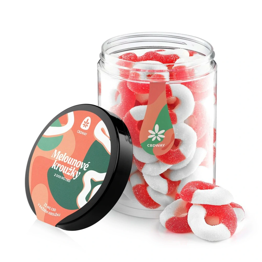 CBDWAY CBD Kyselé želé kroužky s příchutí melounu 2000 mg