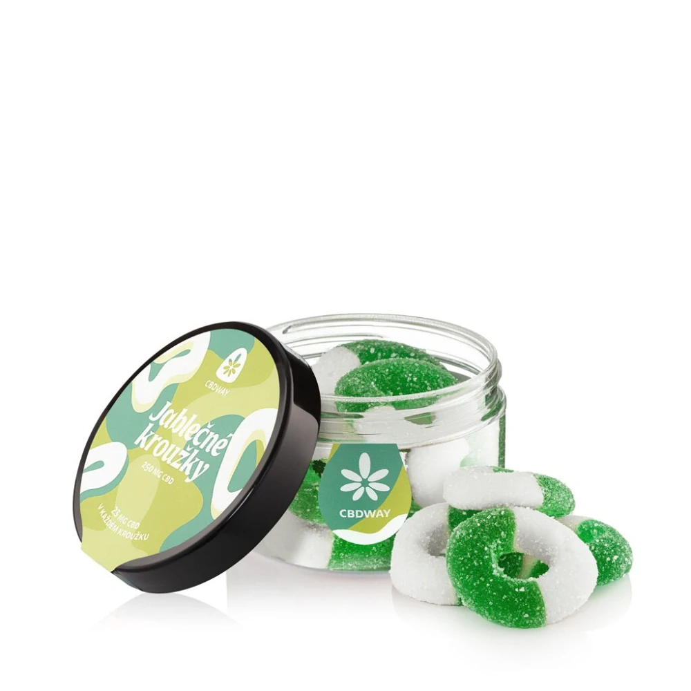 CBDWAY CBD Kyselé želé kroužky s příchutí jablka 250 mg