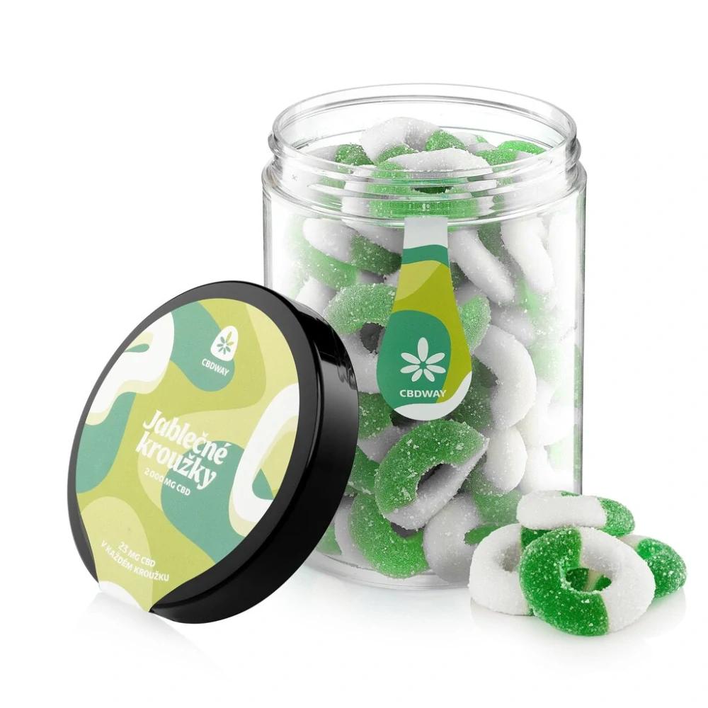 CBDWAY CBD Kyselé želé kroužky s příchutí jablka 2000 mg