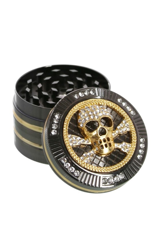 Čtyřdílná drtička Bling Bling Skull Grinder, 50mm