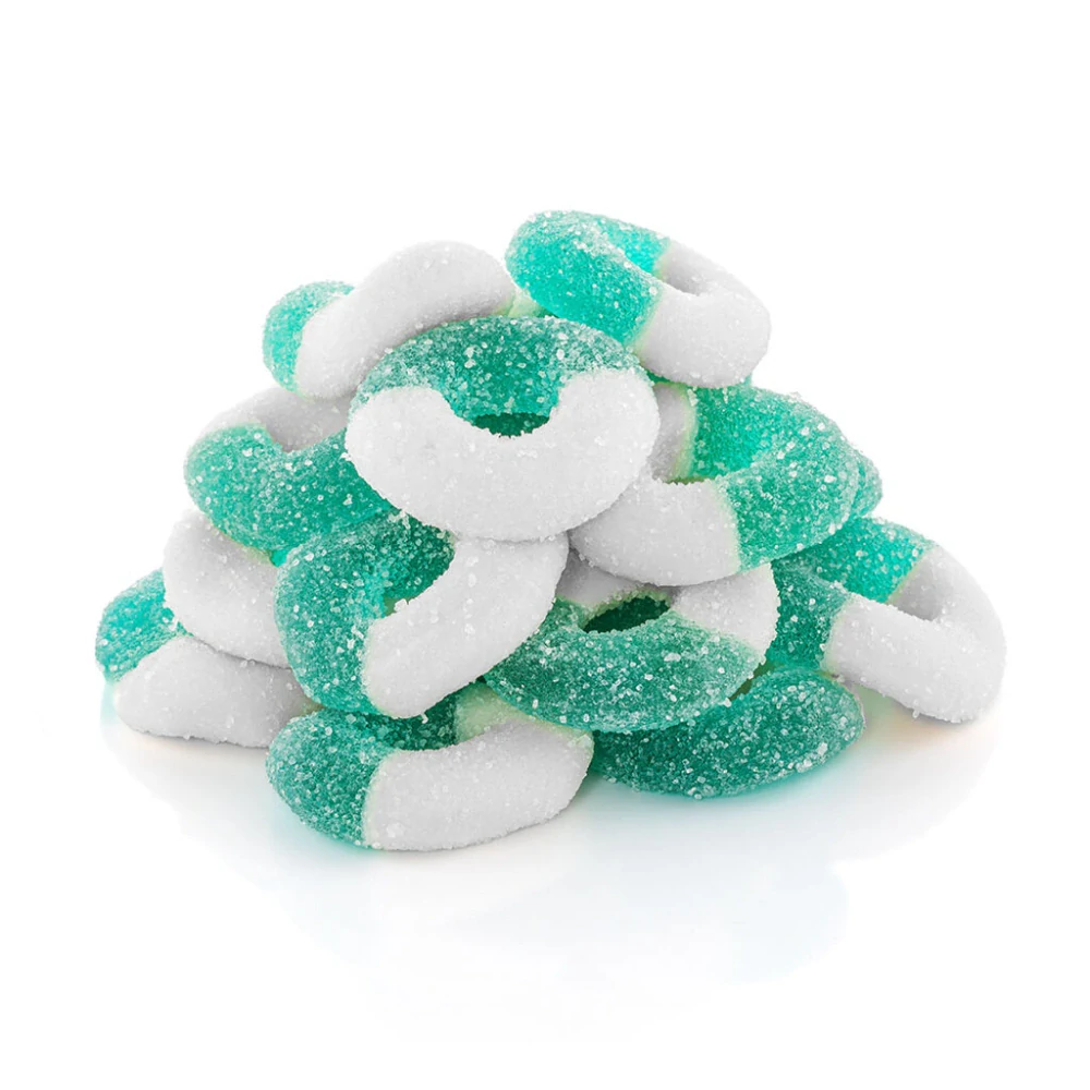 CBDWAY CBD Kyselé želé kroužky s příchutí modrá malina 2000 mg