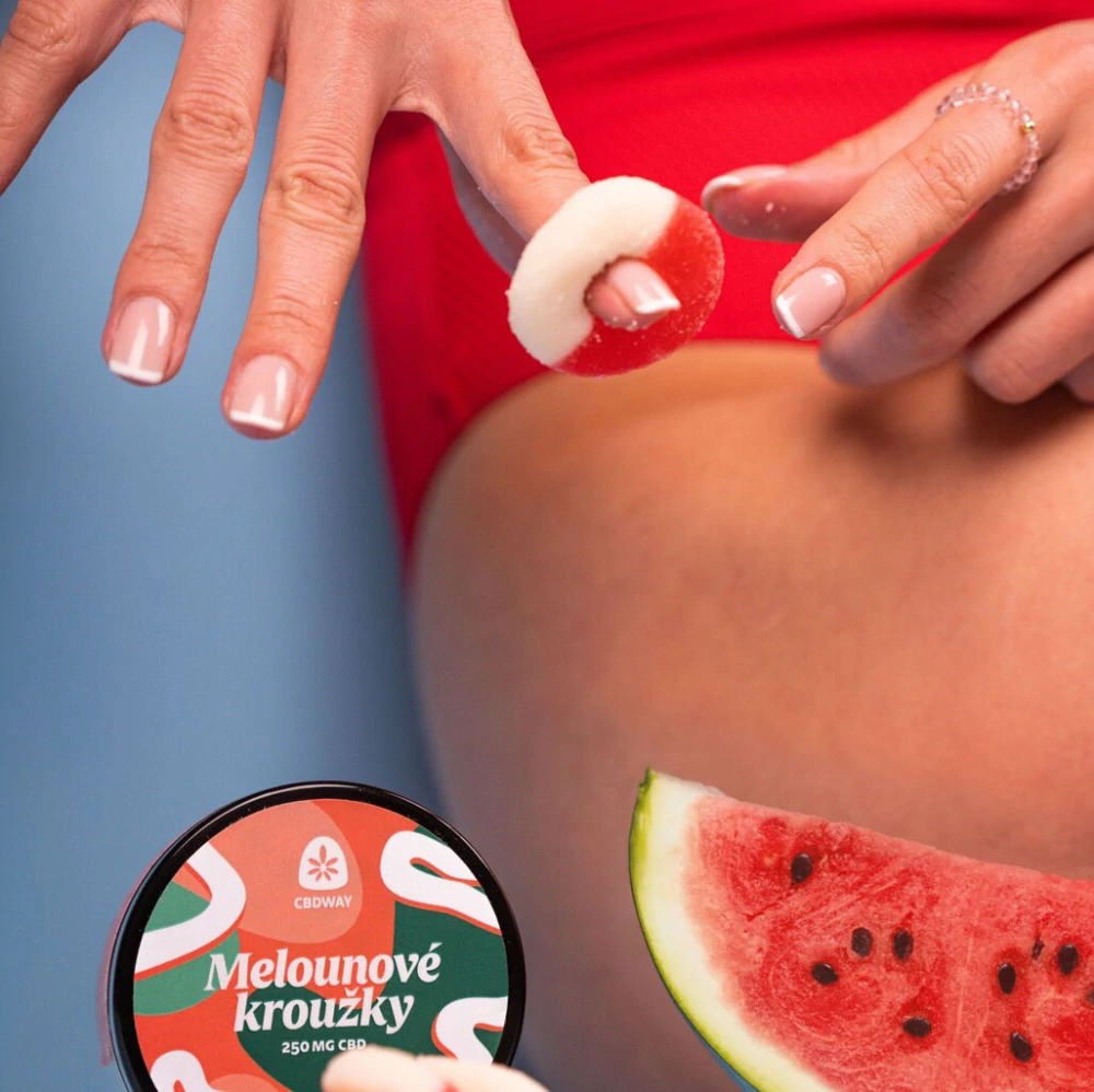 CBDWAY CBD Kyselé želé kroužky s příchutí melounu 250 mg