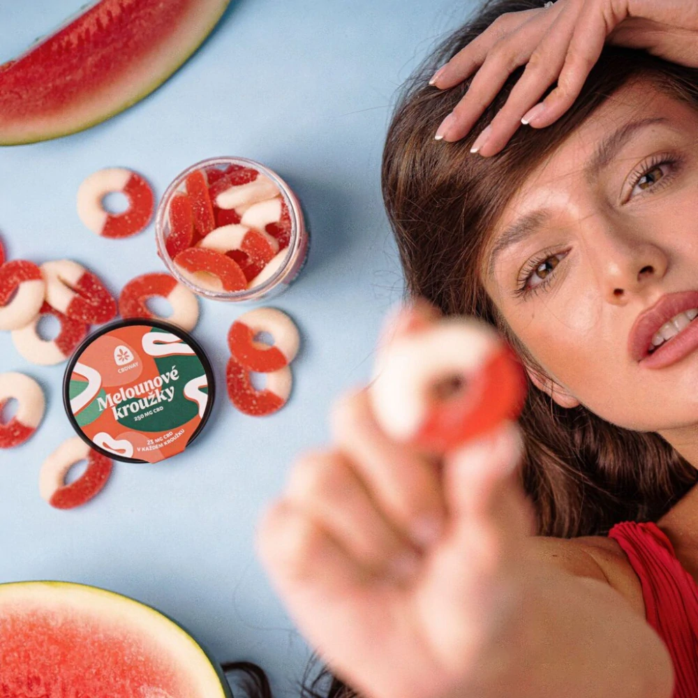 CBDWAY CBD Kyselé želé kroužky s příchutí melounu 500 mg