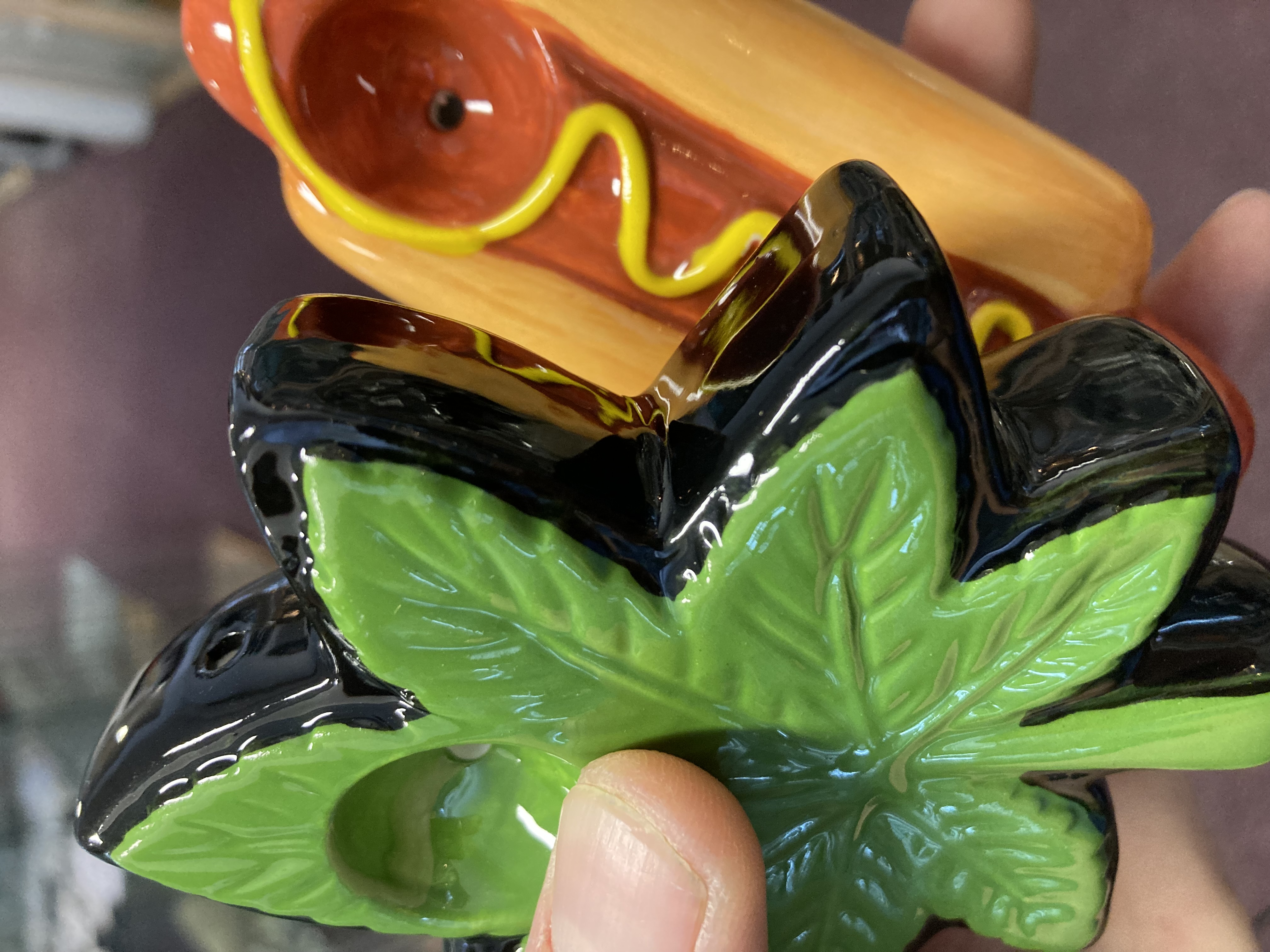 Champ High Leaf Pipe - keramická dýmka, list trávy 10,5 cm
